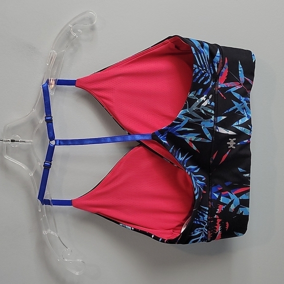 Women's Black and Blue Patterned Bralette - Picture 2 of 7